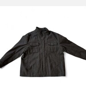 Banana Republic Charcoal plaid zip wool overshirt jacket